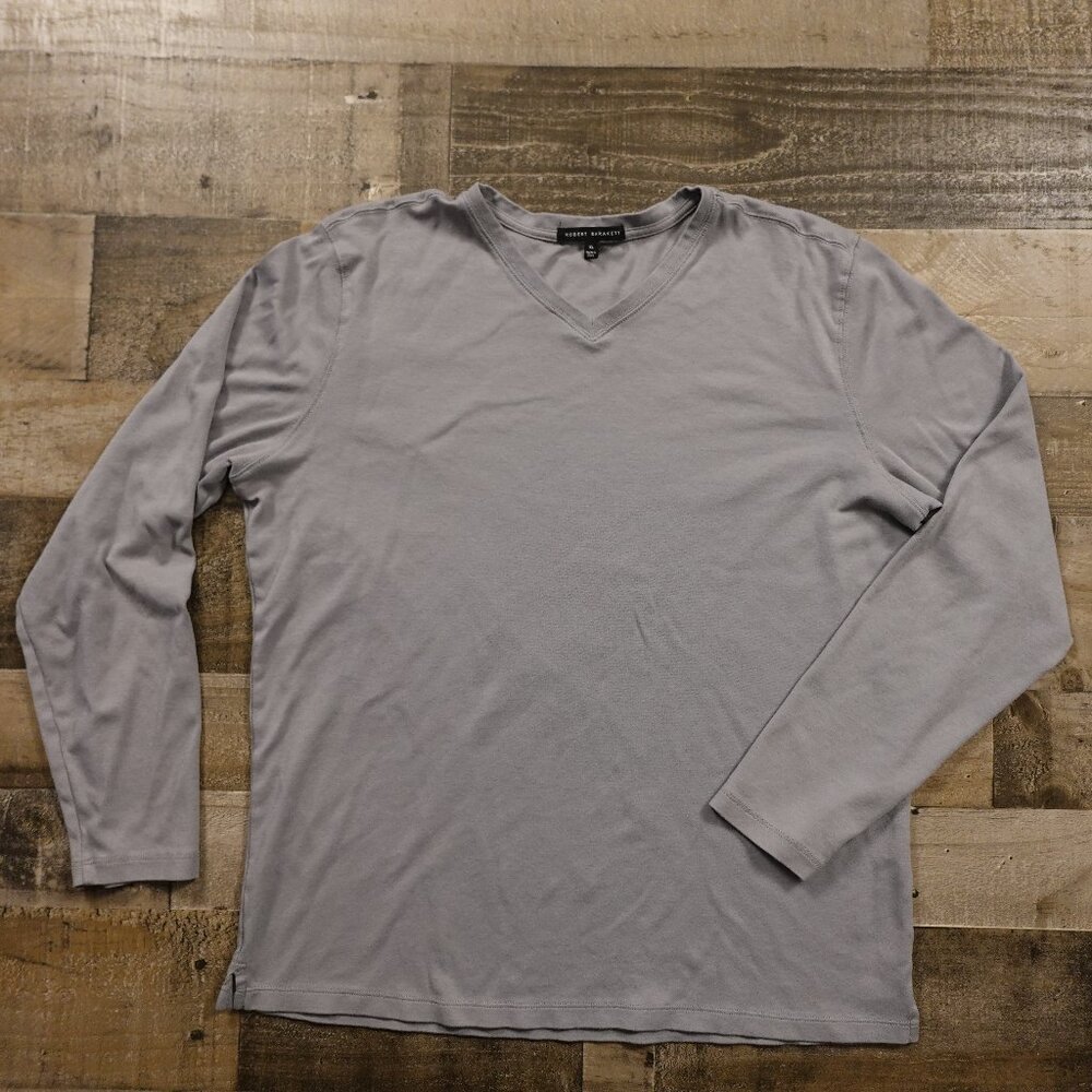 Robert Barakett Jefferson Long Sleeve V-Neck Shirt Men’s XL Gray Pima Cotton